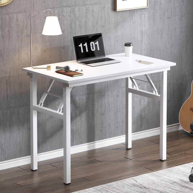 Need Folding Computer Desk - 31.5 Inch Foldable Office Writing Work Study Kids Student Teacher Home Bedroom Table, White - Image 4